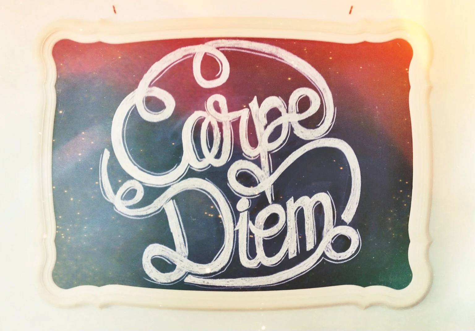  Hand-lettering. Chalk on chalkboard. 