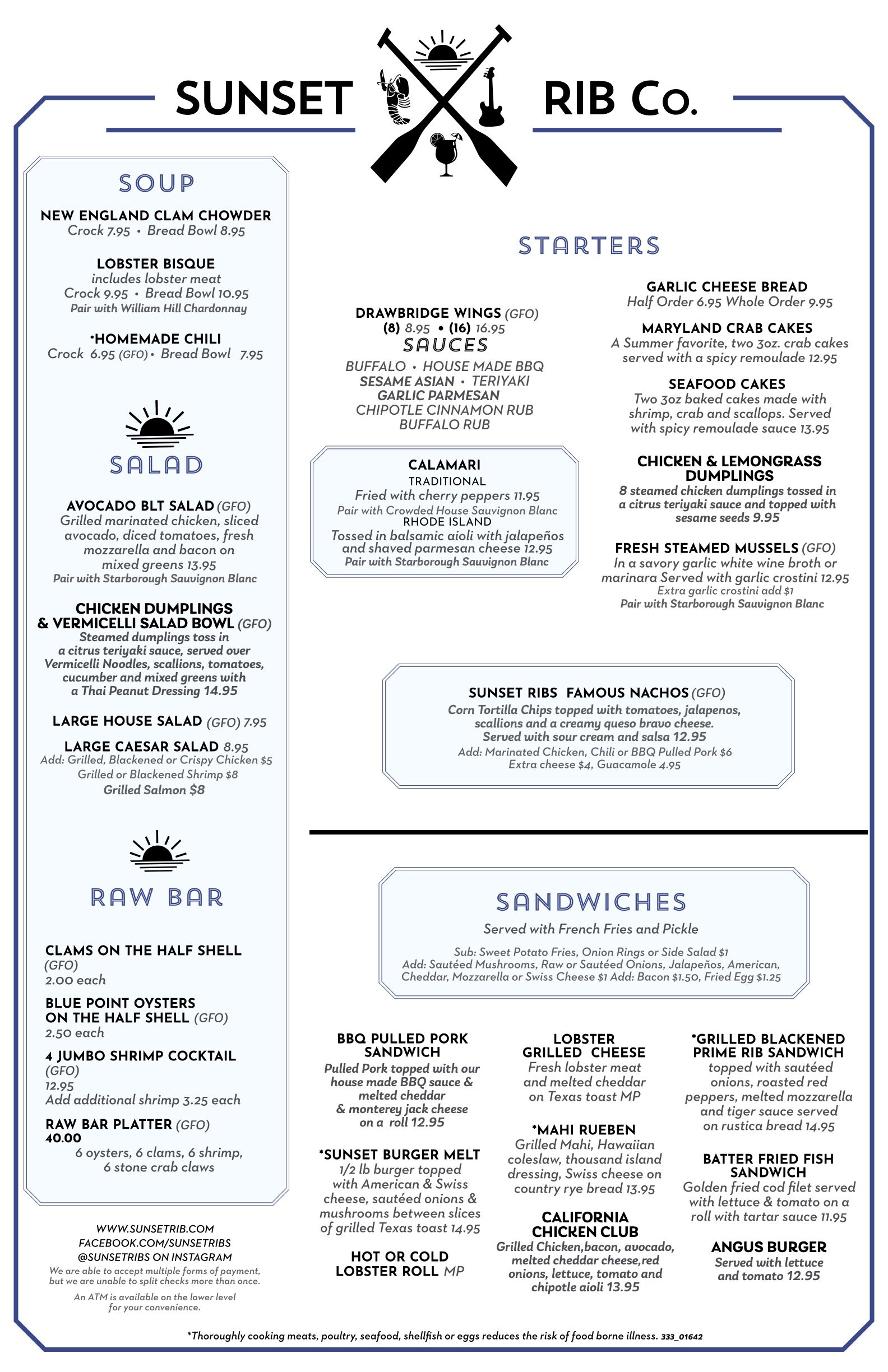MENU — SUNSET RIBS