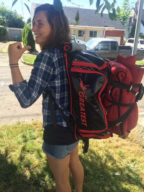 Creative use of the handles to holding extra gear!
