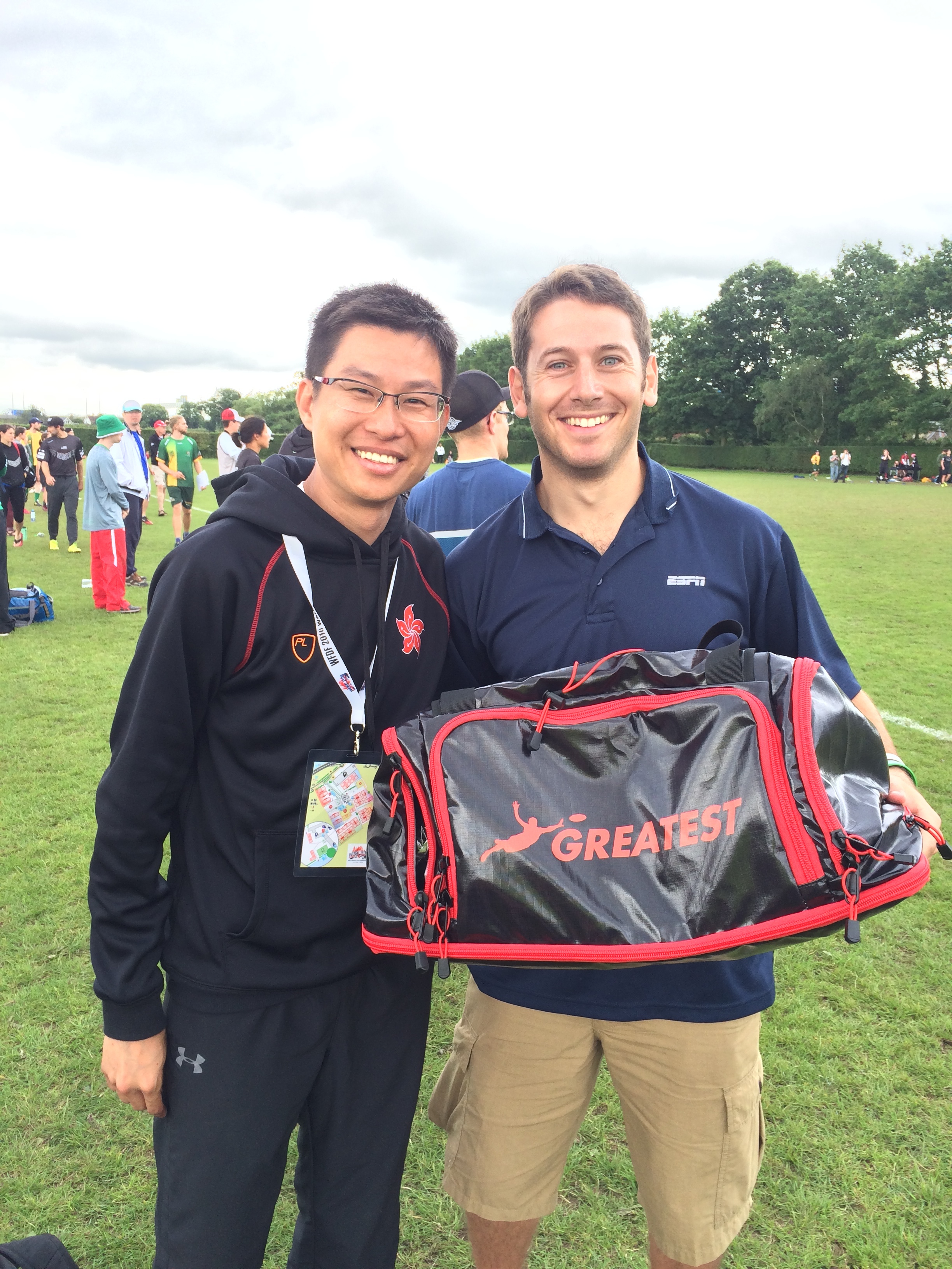 Evan (right) and Terry Au at World Ultimate and Guts Championship in London, June 2016