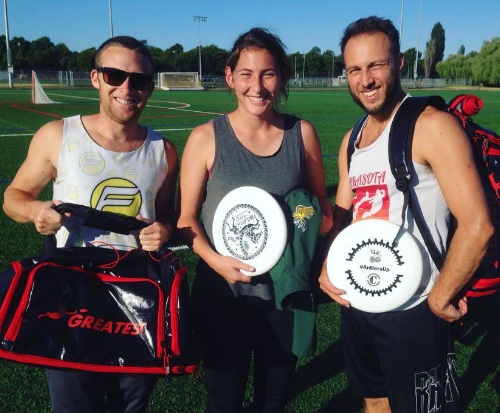 (l-r) Chris Hancock, Celine, and Dan, all smiles on a sunny Portland day