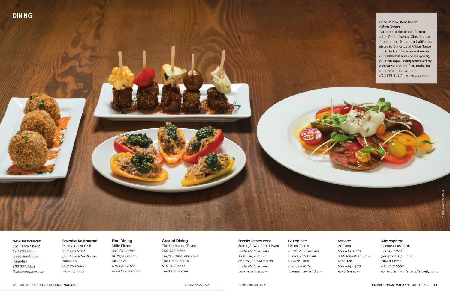 thank you editors' pick for best of 2017 "best tapas" by ranch & coast! 