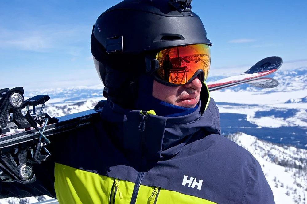 Skier Jackson Hole Wyoming on a sunny bluebird day