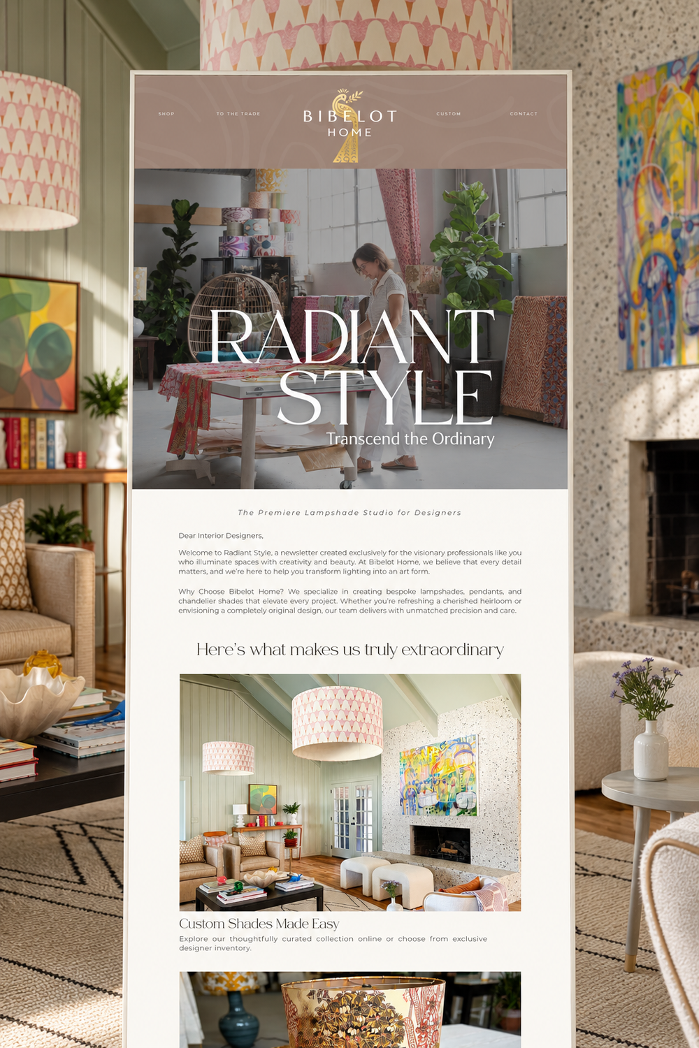 Bibelot Home campaign email design