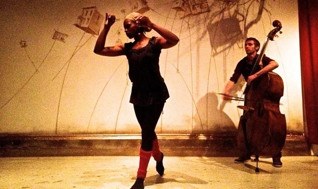 Teobi's Dreaming in rehearsal Dancer: Kenya Moses Upright Bass: Schuyler Karr Red Poppy Art House, San Francisco, 2014. 
