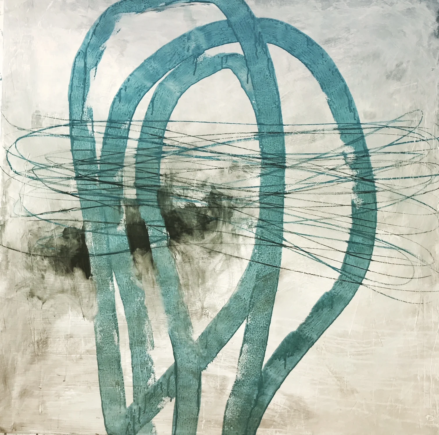  Before the Particles Become | 100 x 100cm, mixed media on canvas, 2018  