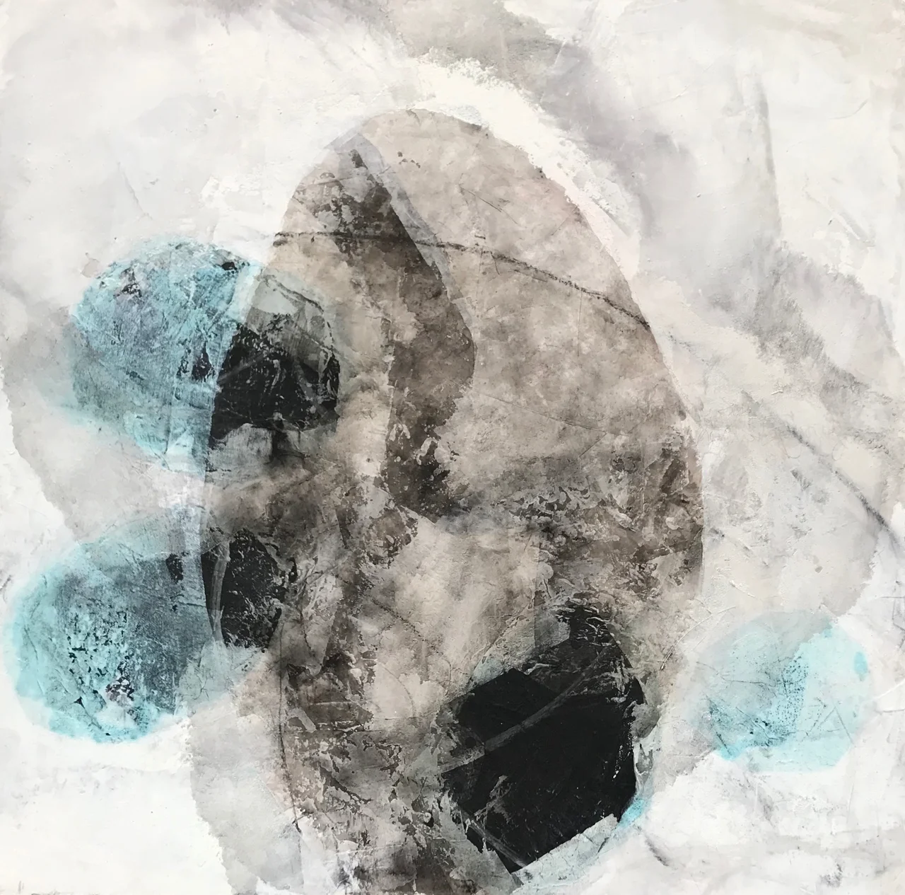  Listening 1 | 60 x 60cm, mixed-media on canvas, 2019 