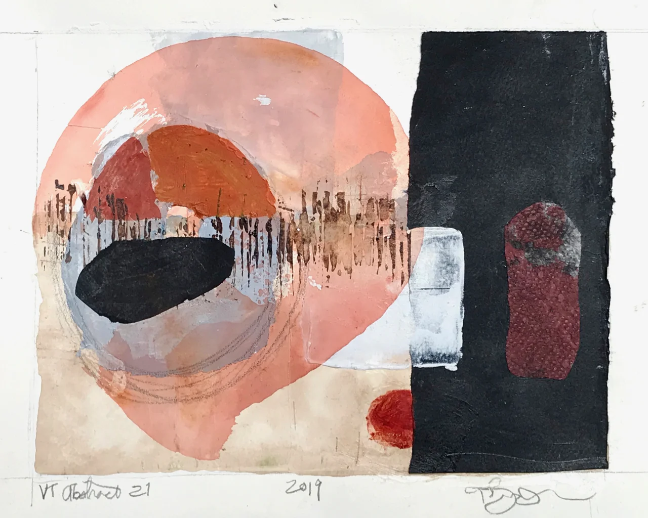 VT Abstract 21 | 24 x 19cm, mixed media/collage on paper, 2019