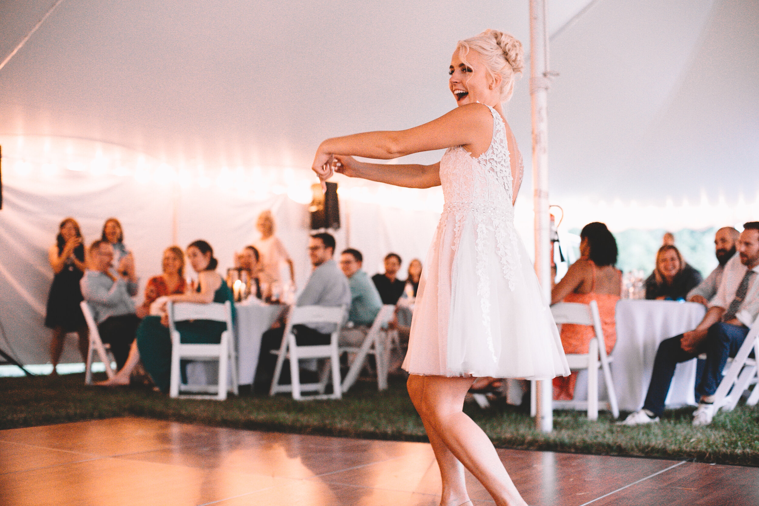 Matt + McKenah Fishers, IN Backyard Wedding Reception Speaches, Dancing, Cake (26 of 51).jpg