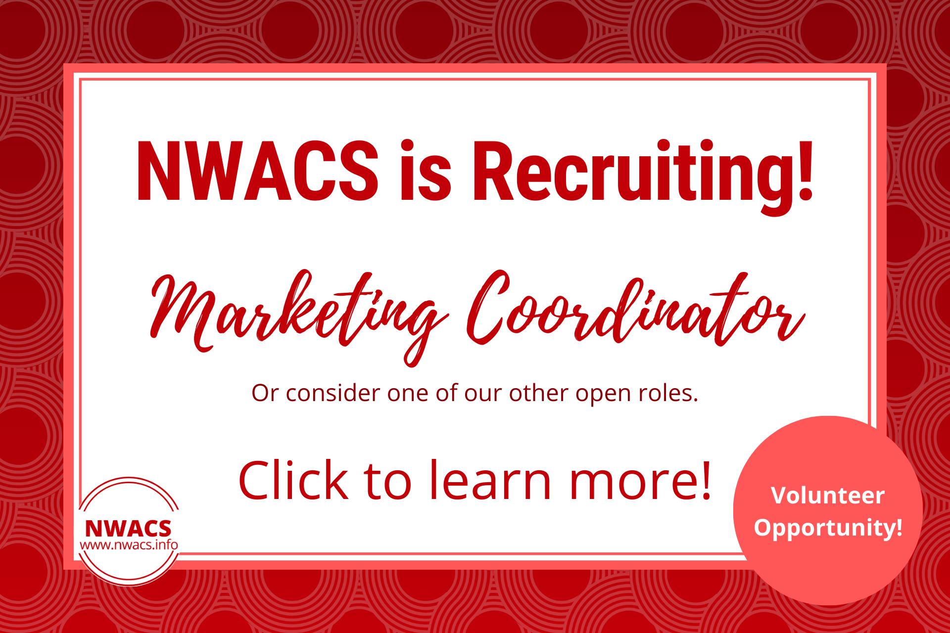 Join the NWACS Board (click for more information)