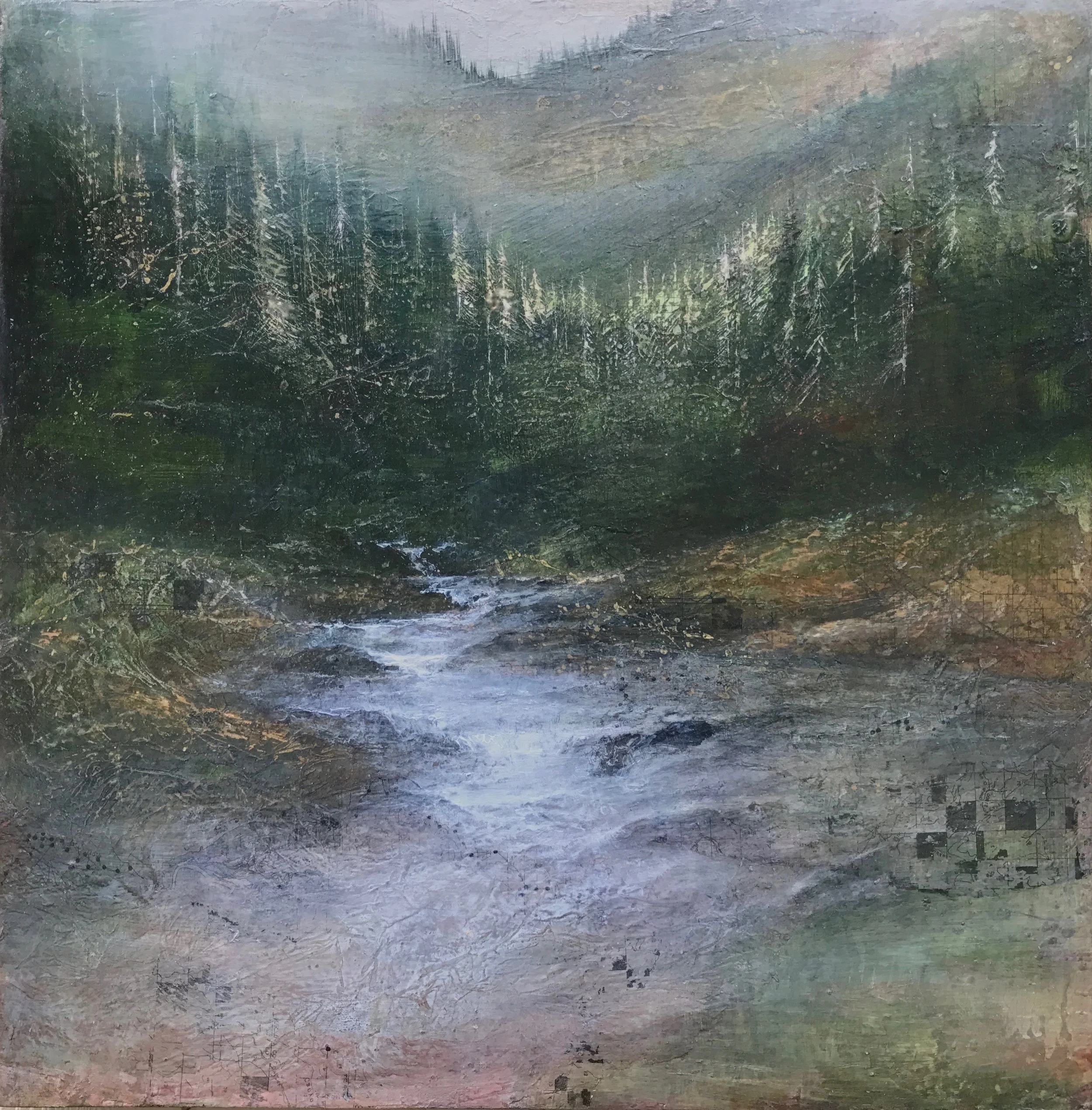 Ripple Effect , 24"x24" mixed media on wood ~ SOLD