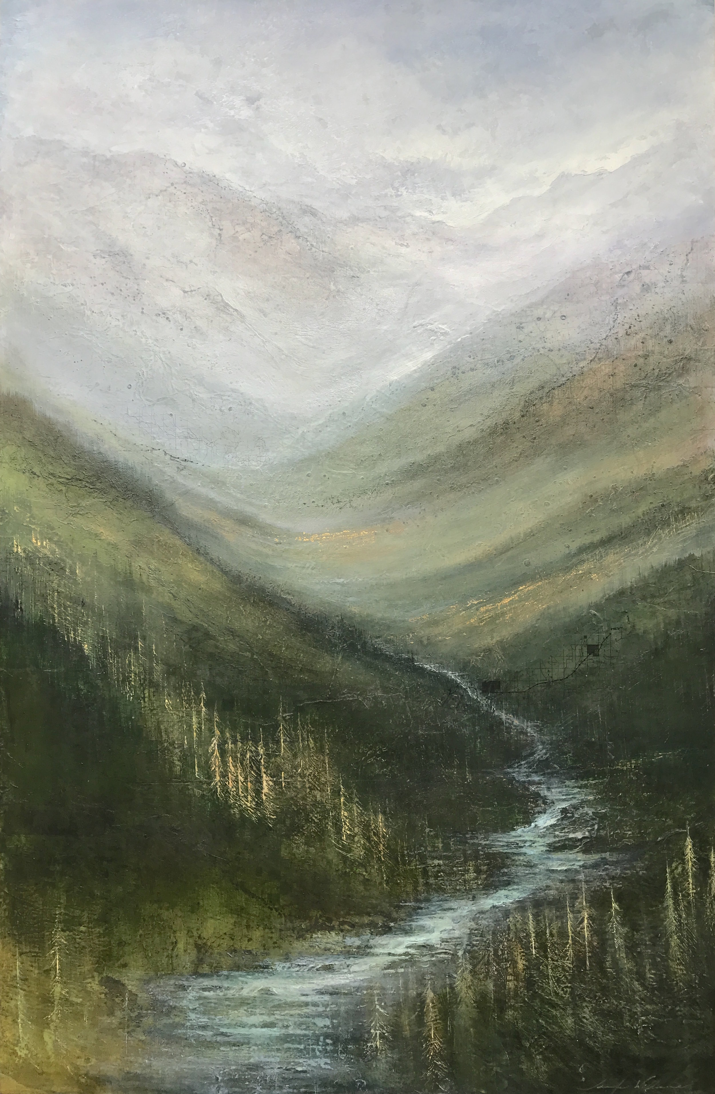   Headwaters , 60"x40" mixed media on wood ~ SOLD  