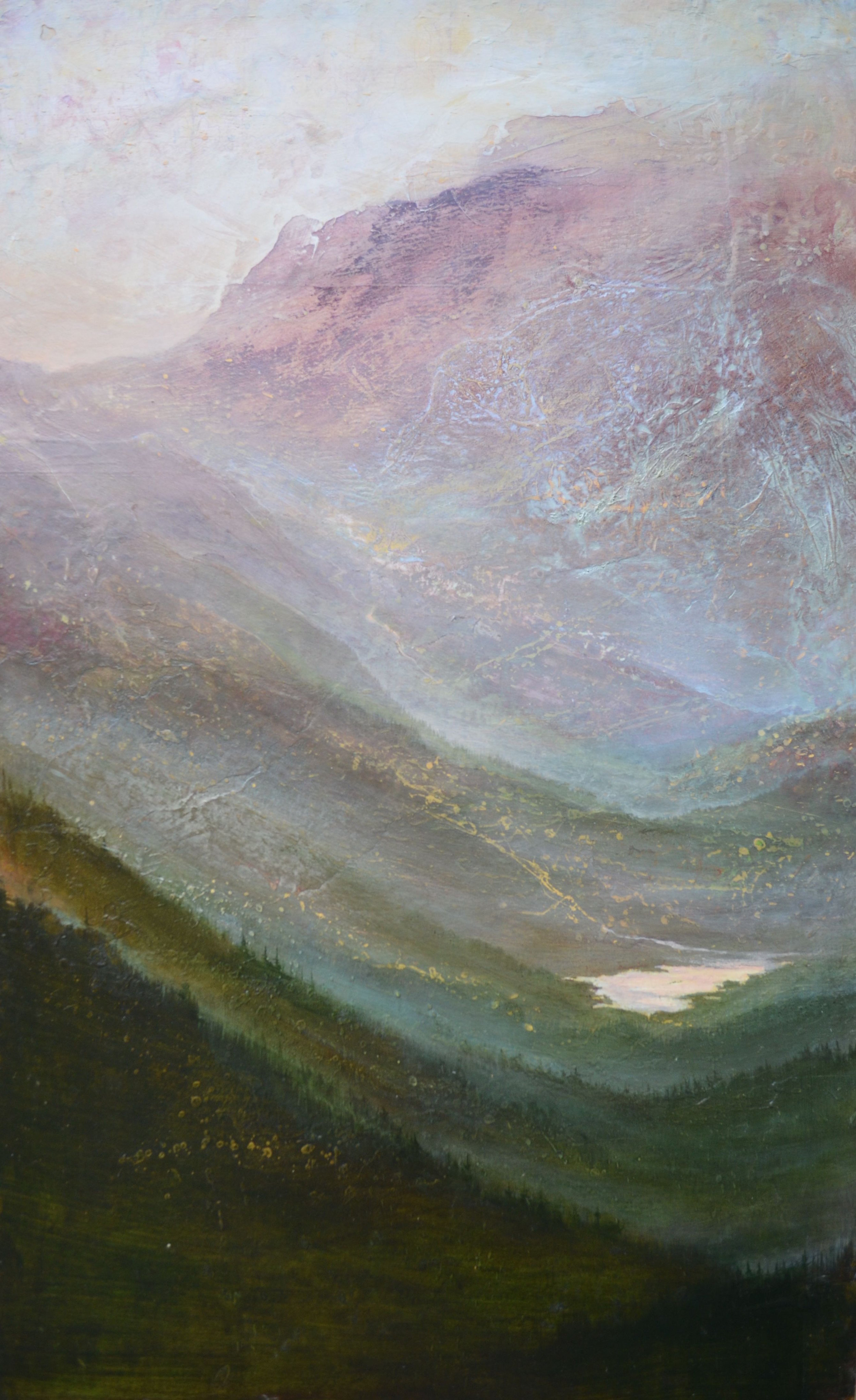   Mountains Wait , 37"x23" mixed media on wood ~ SOLD  