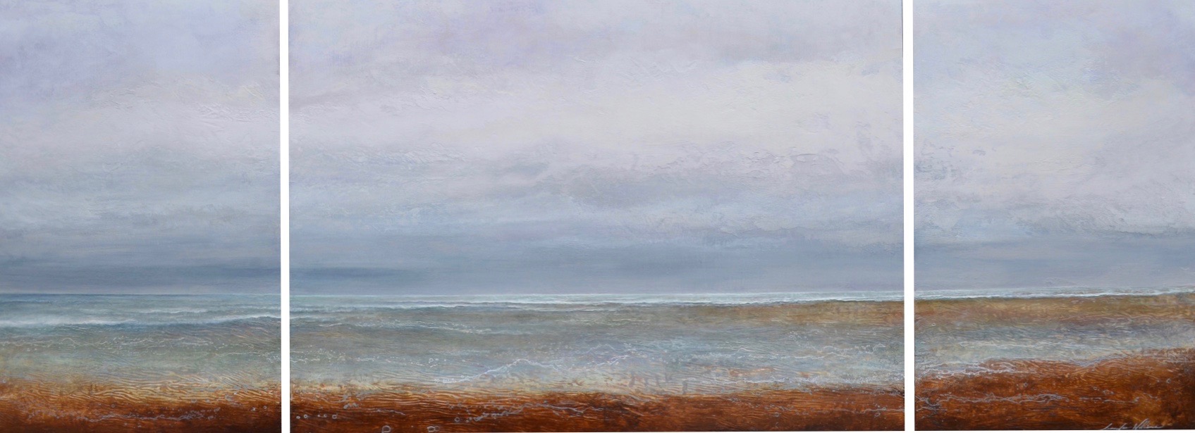 Sand Bar , triptych 36” 96” mixed media on wood ~ SOLD