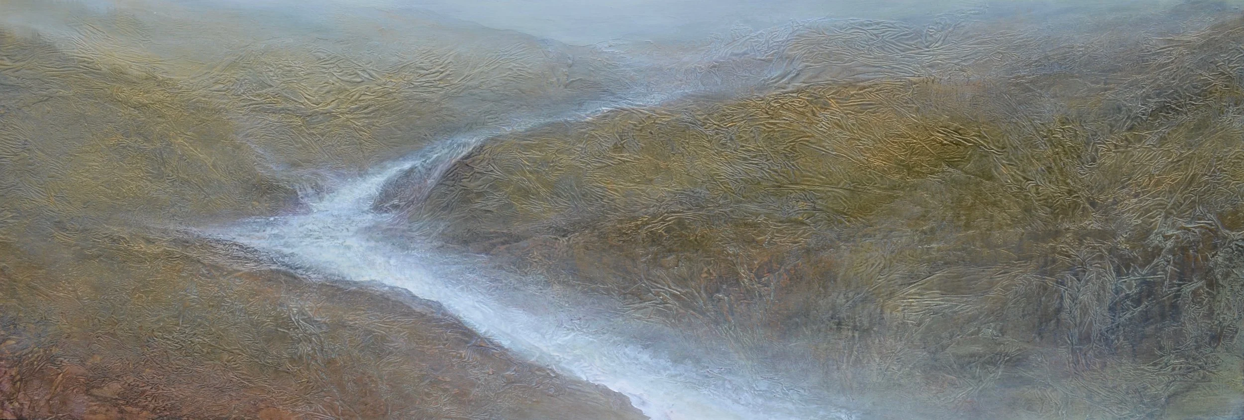 Gold Rush , 24” x 72”, mixed media on wood ~ SOLD