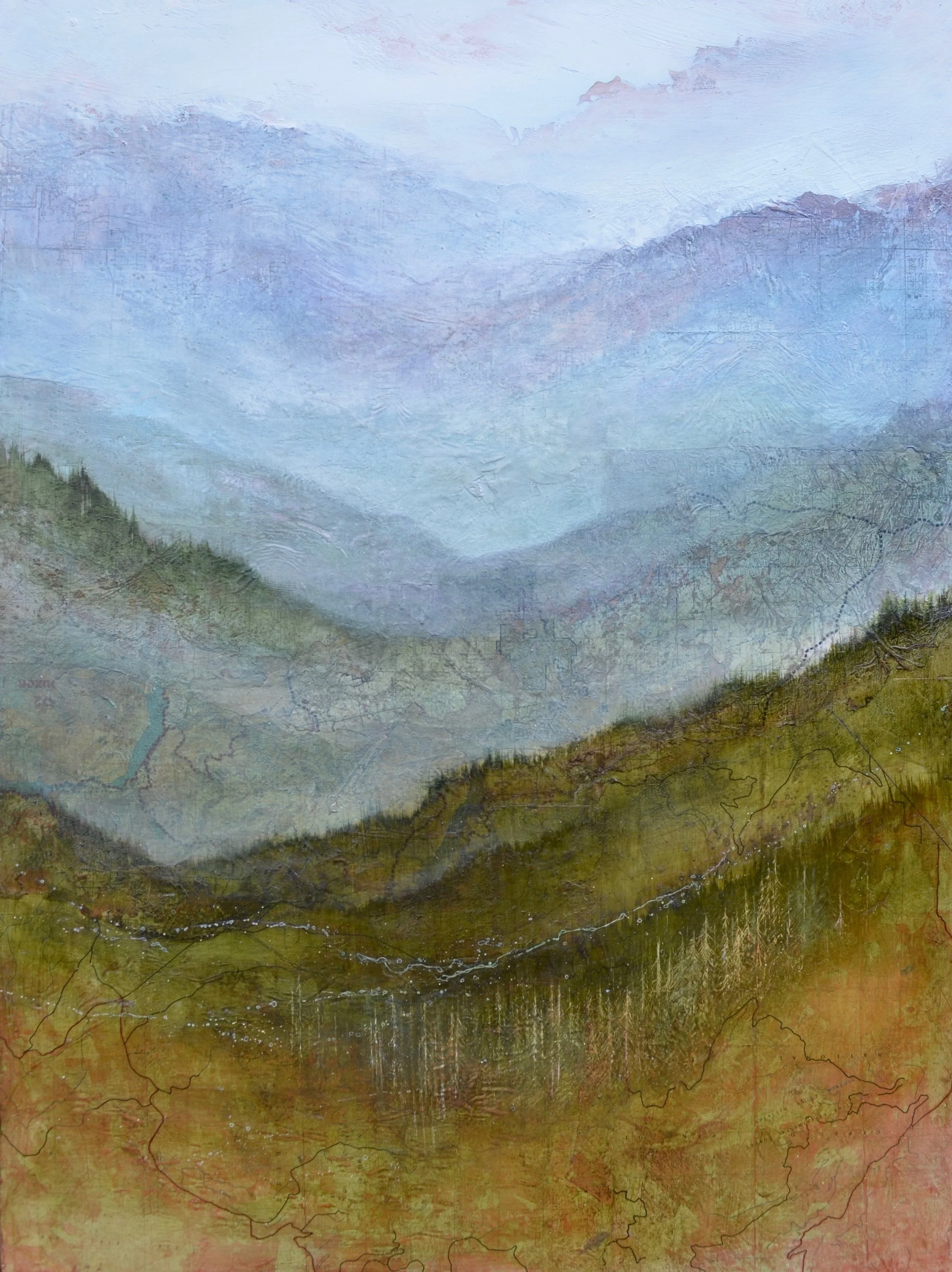 Holding Space , 48” x 36” mixed media on wood ~ SOLD