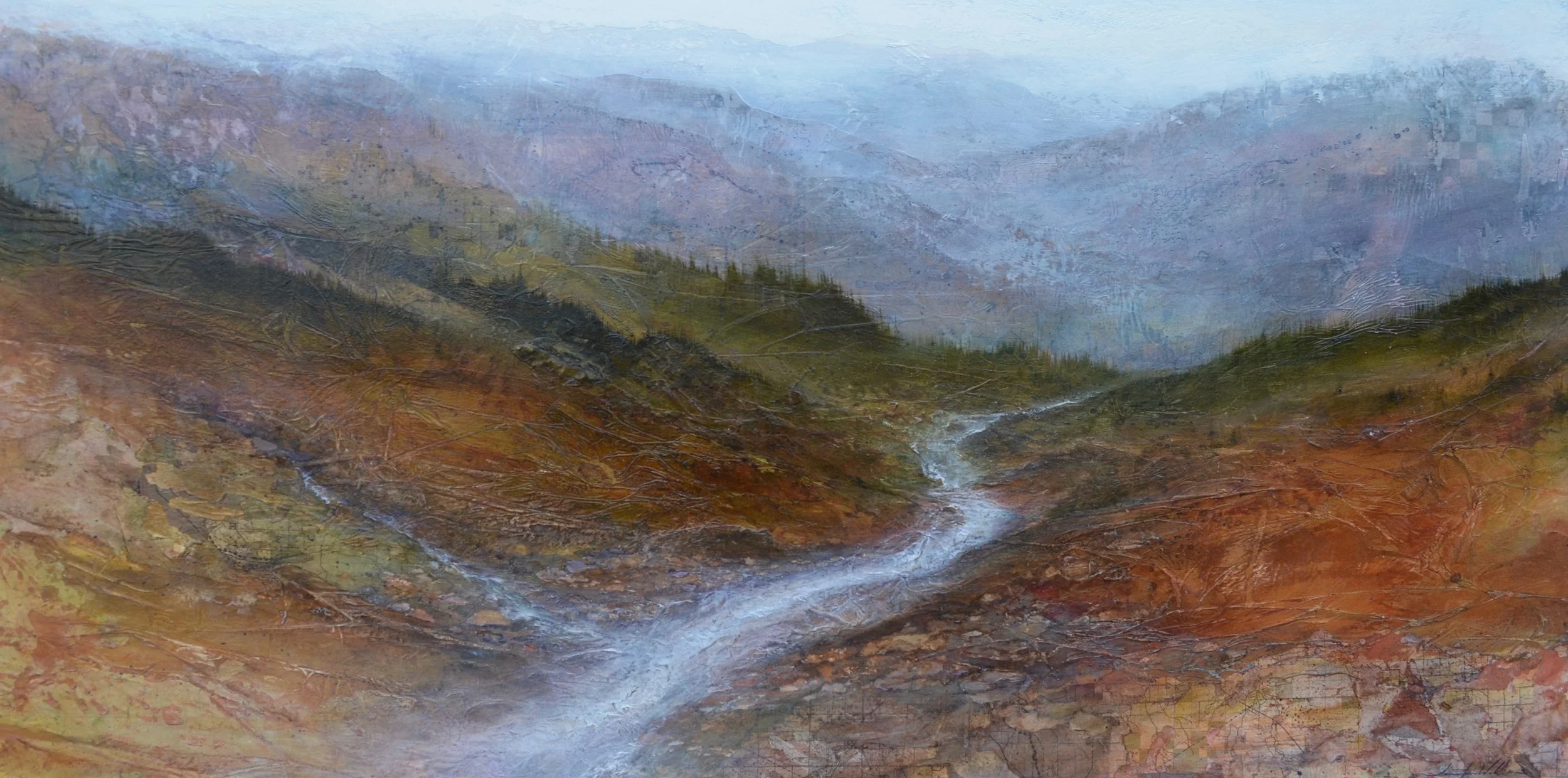 Mineral Creek , 30” x 60”, mixed media on wood ~SOLD