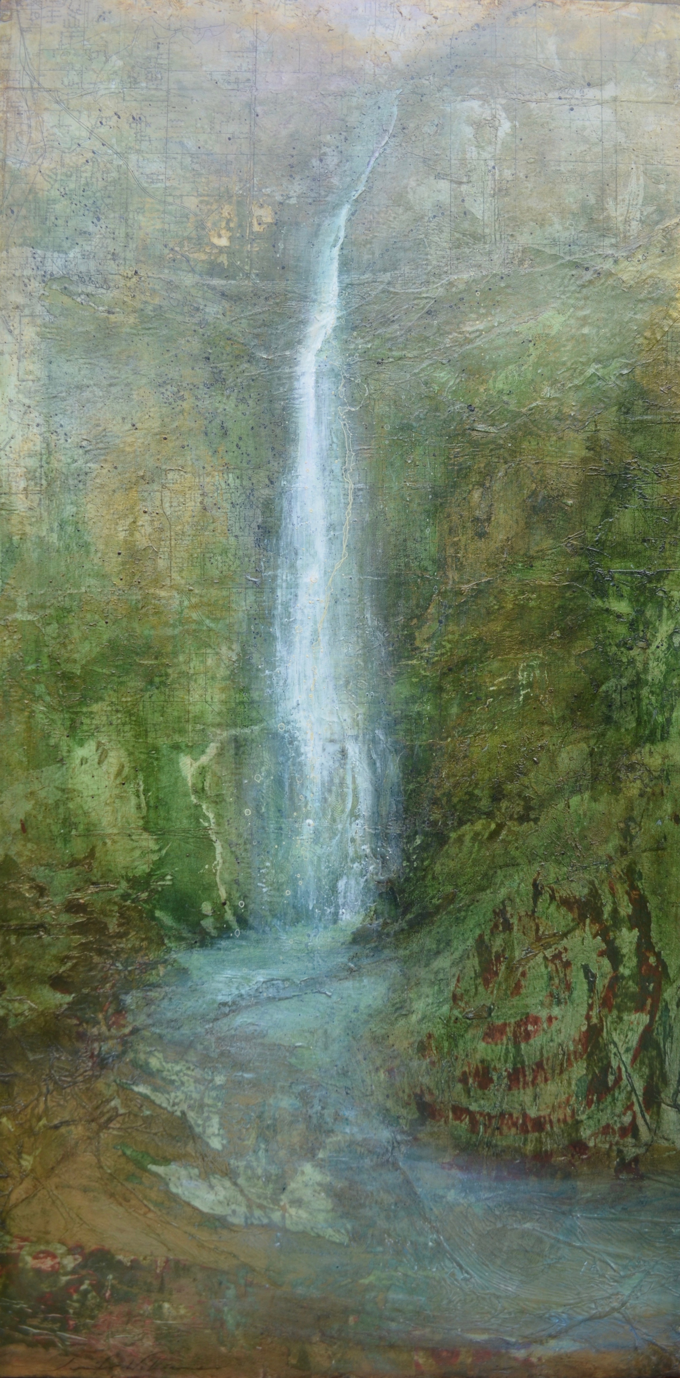  Mapping Waterfalls, 48”x24” ~ sold  