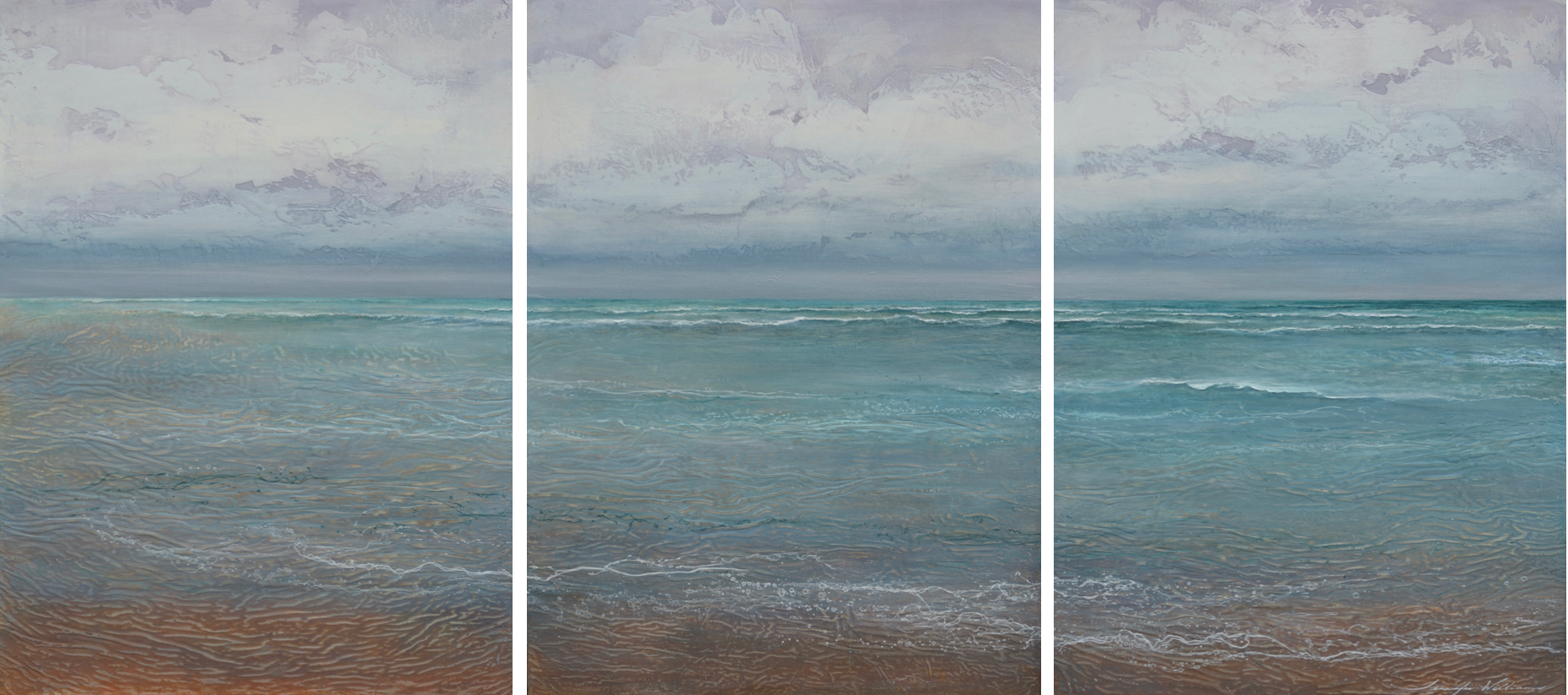Cross Shore Current, triptych, 32"x 72" ~SOLD