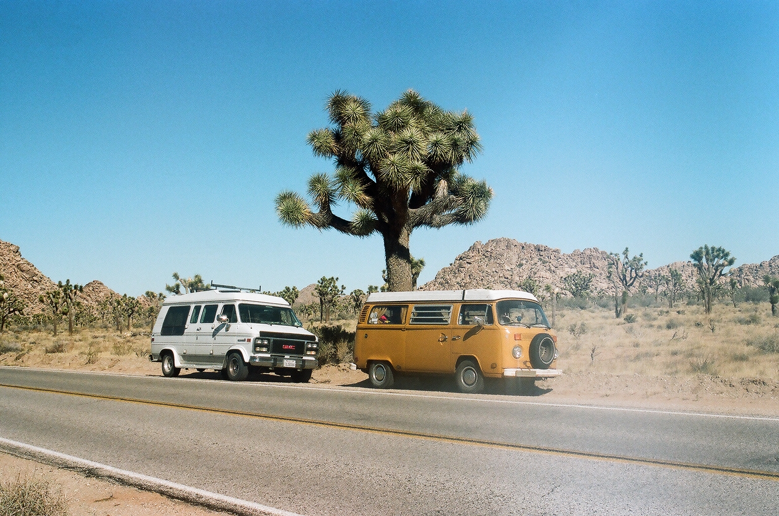 I love meeting rad people and being able to connect with them through hitting the road and finding a place to sleep for the night. Pictured here is my van with my buddy James Barkman's not-so-trusty rig. The clash of the vans!