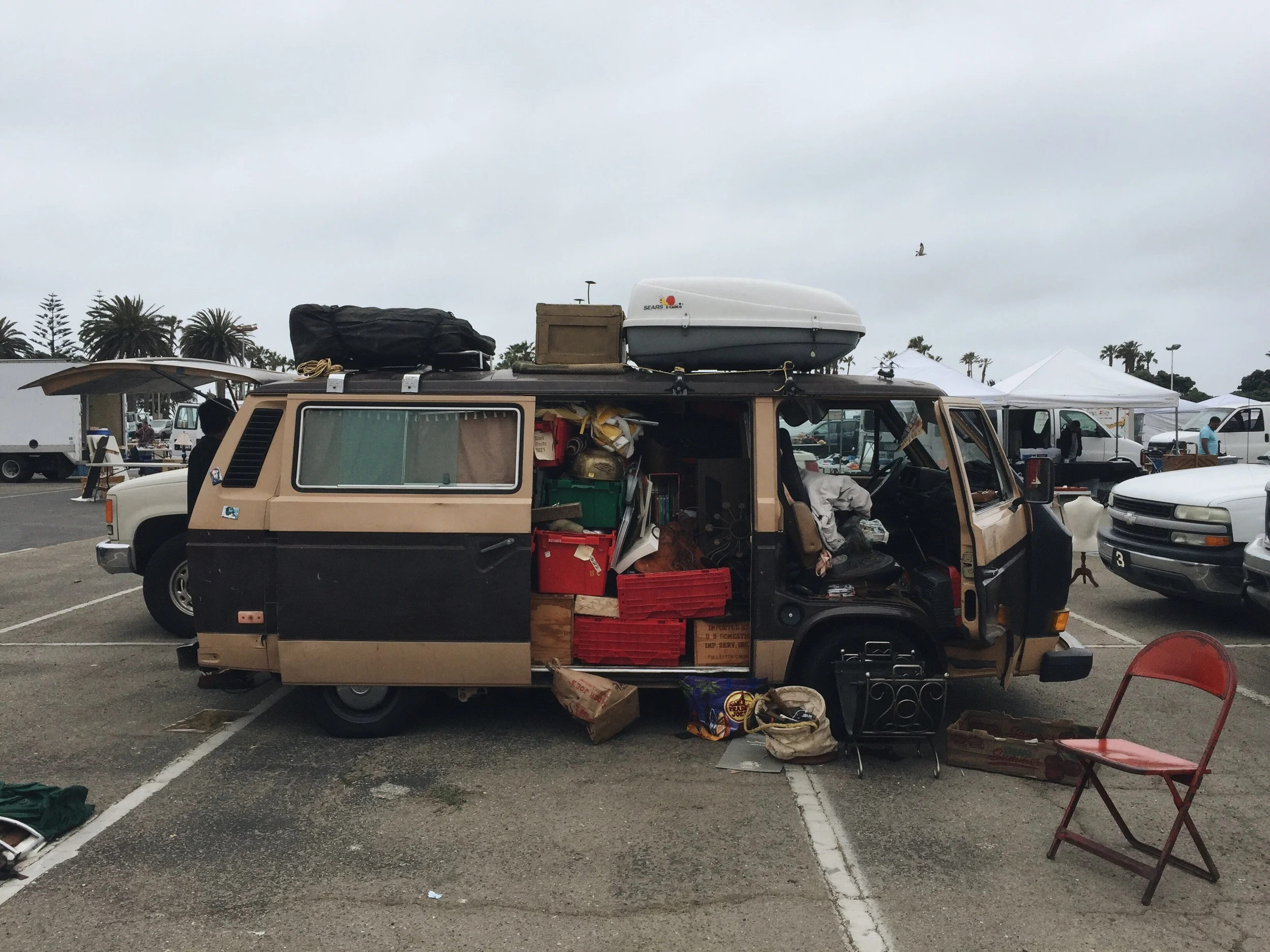 Some serious vanlife spotted at a swap meet in Ventura, California. I came to this flea market looking for a pot in order to cook my chili in for that night. I snagged two for five bucks...