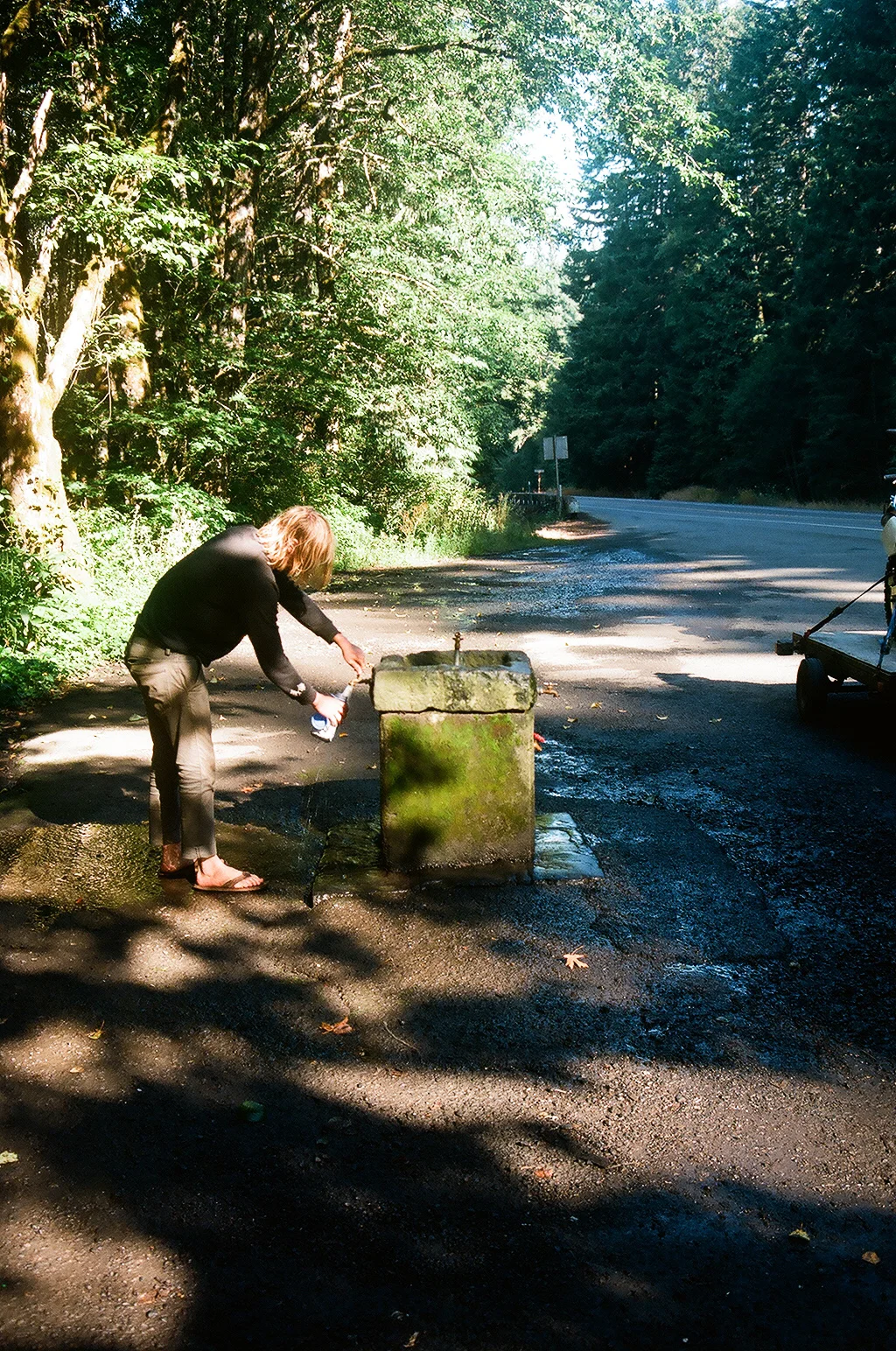 Filling up on mountain spring water.
