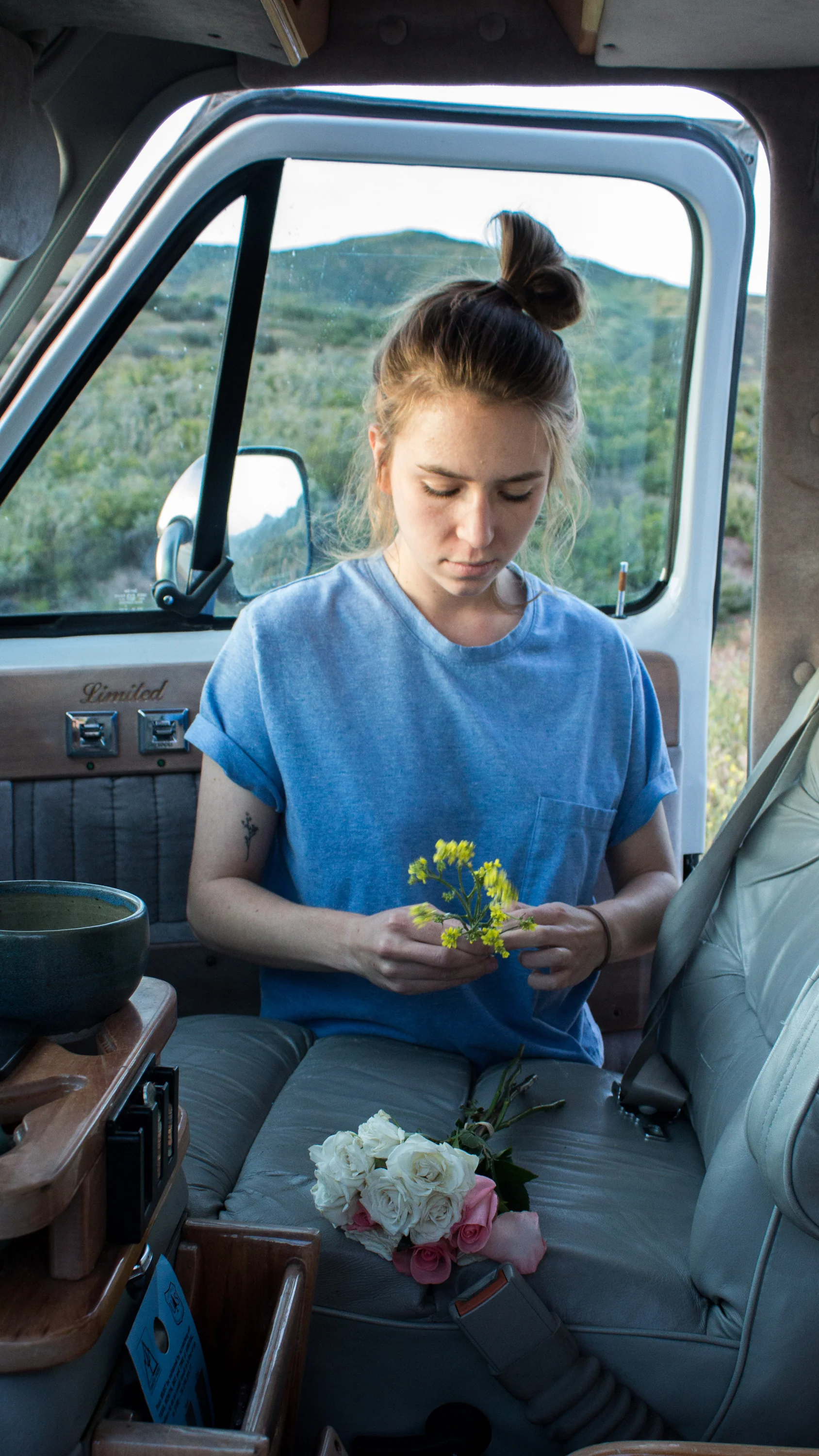 Gathering a bouquet.