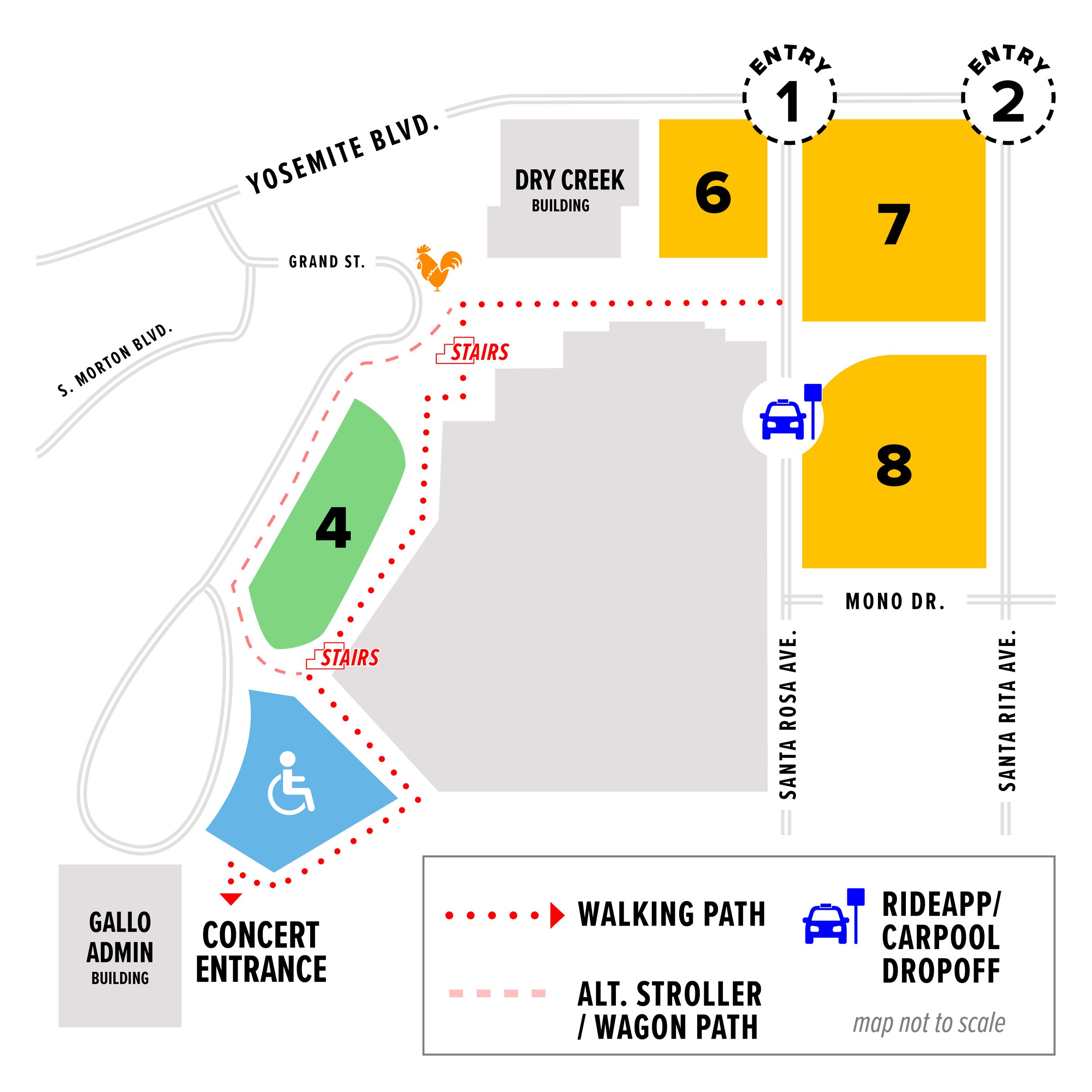 Picnic at the Pops Parking and Walking Path Map