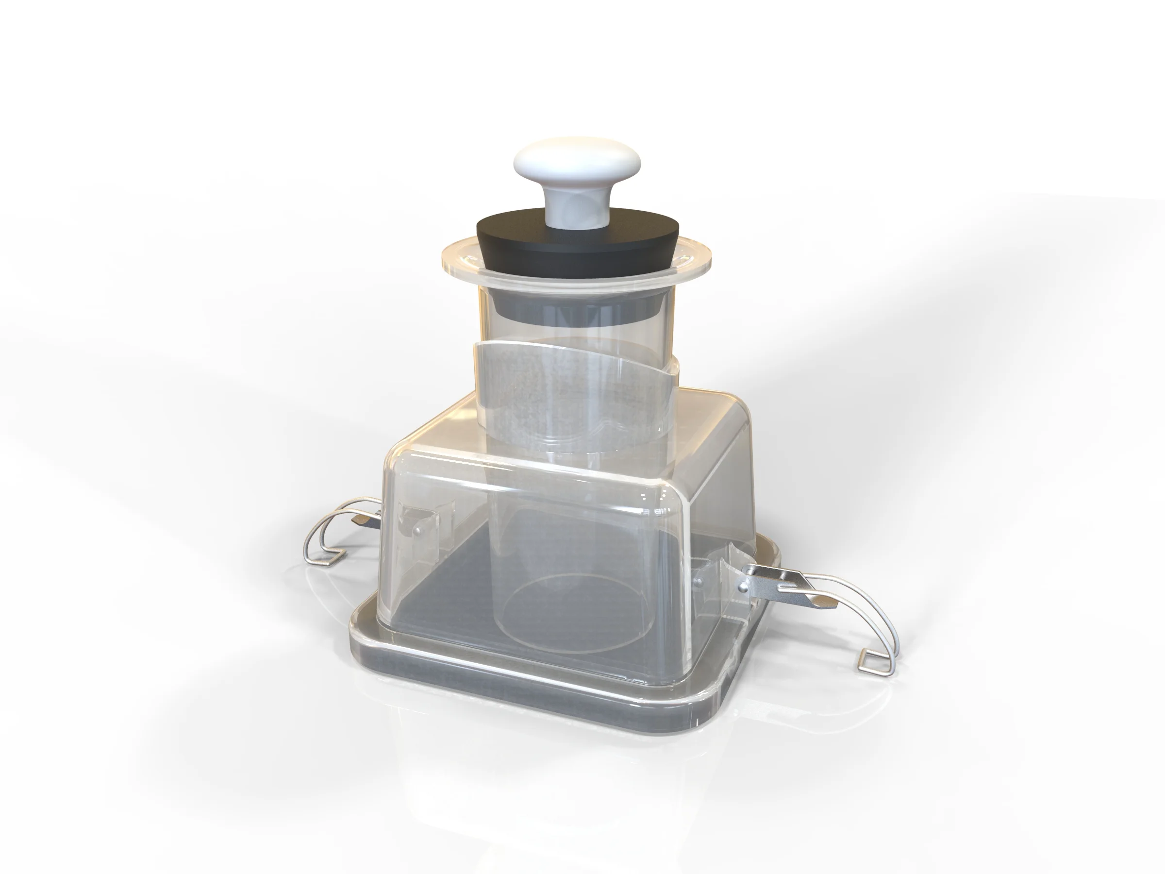  The brief was to model an existing object 1:1 scale; my object was a Vitamix 3600 Action Dome (the blender's lid). Object was rendered using KeyShot 5.&nbsp;Computer-aided Product Design, Winter 2016. 
