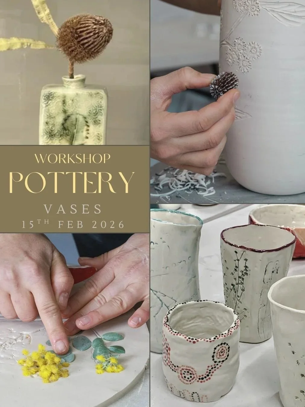 POTTERY WORKSHOP - Slab Built Texture Vases [Sunday, 15th February]
