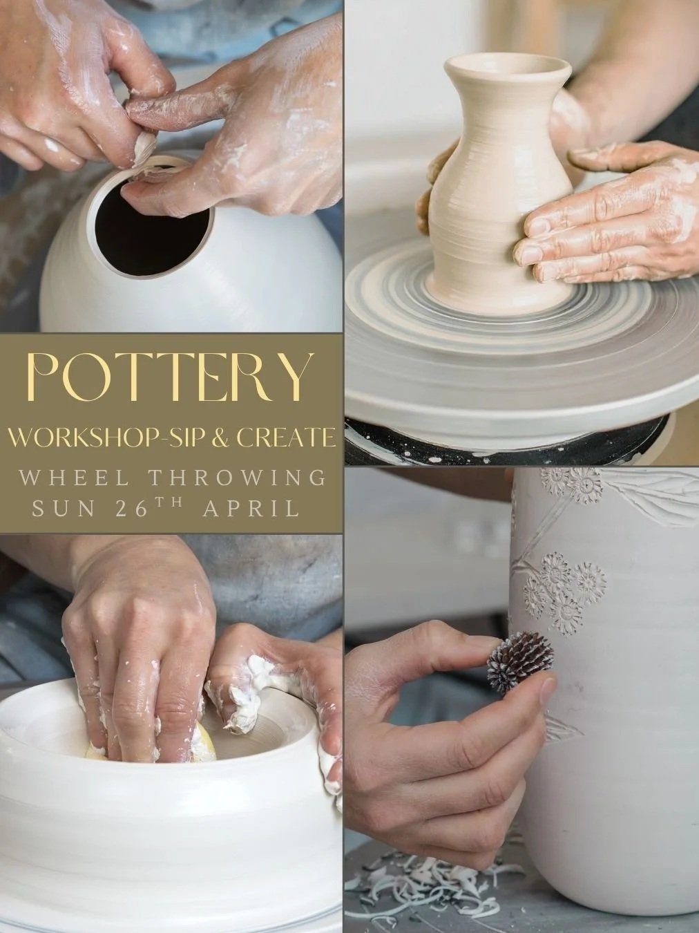 POTTERY CLASS - Sip & Create- Wheel throwing [Sunday, 26 April]