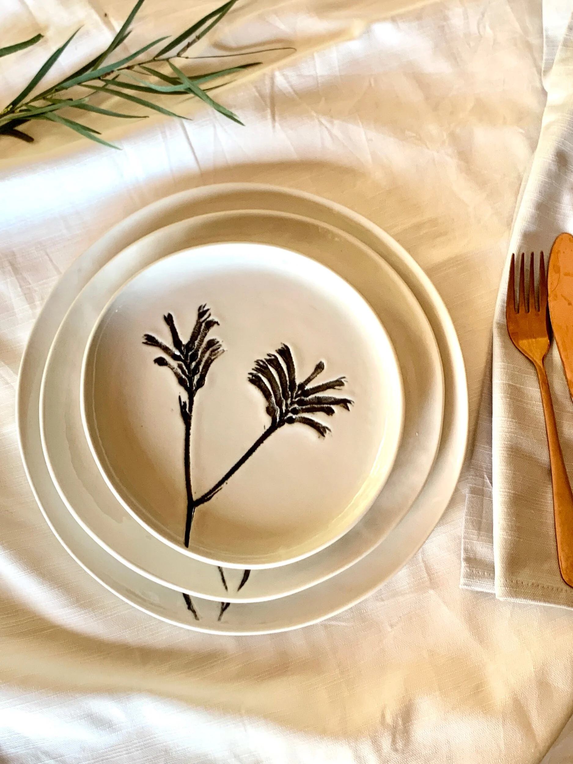 Plates with Kangaroo Paw imprints