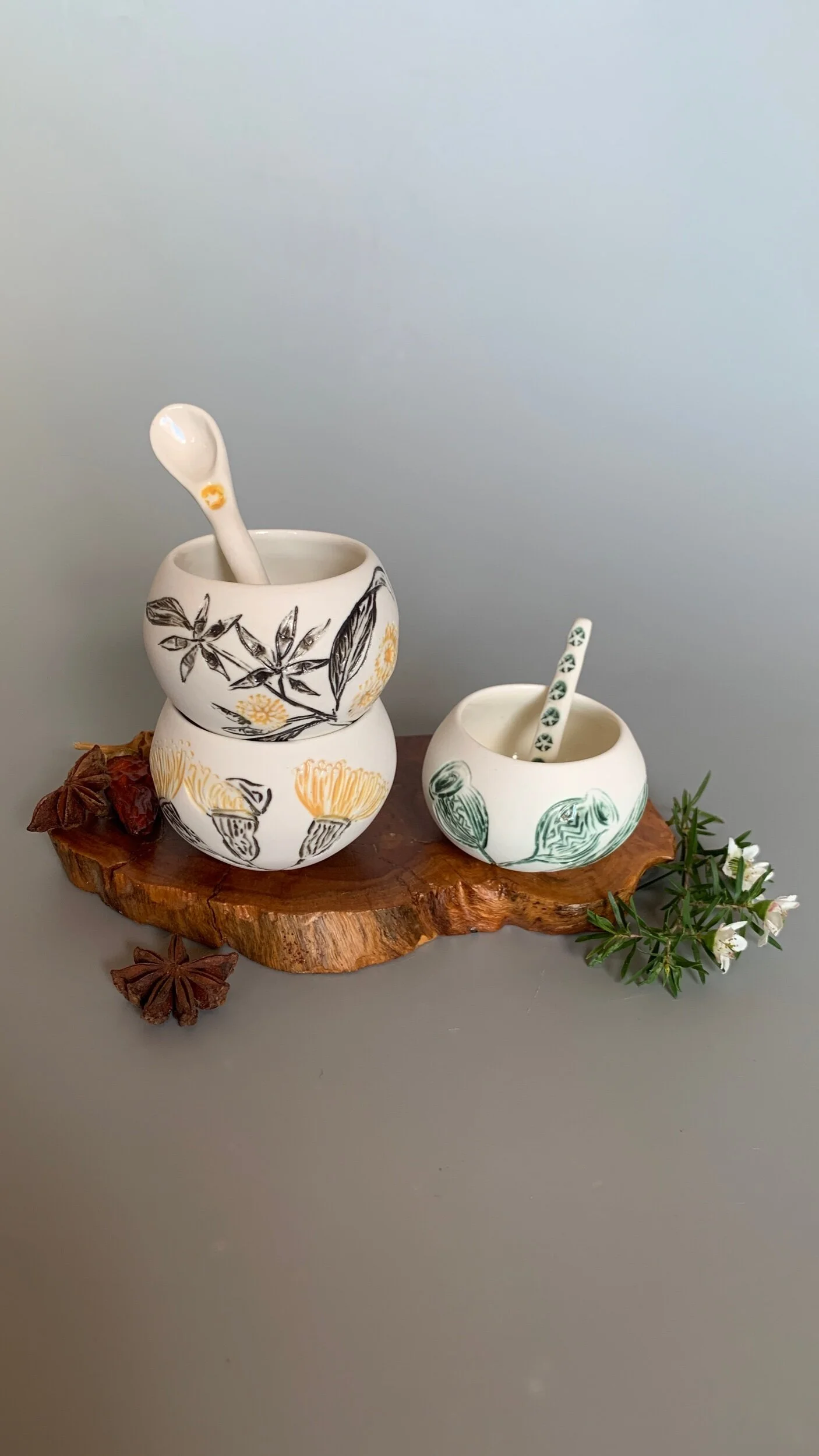 Eucalyptus Spice and Nibble Bowl with spoon