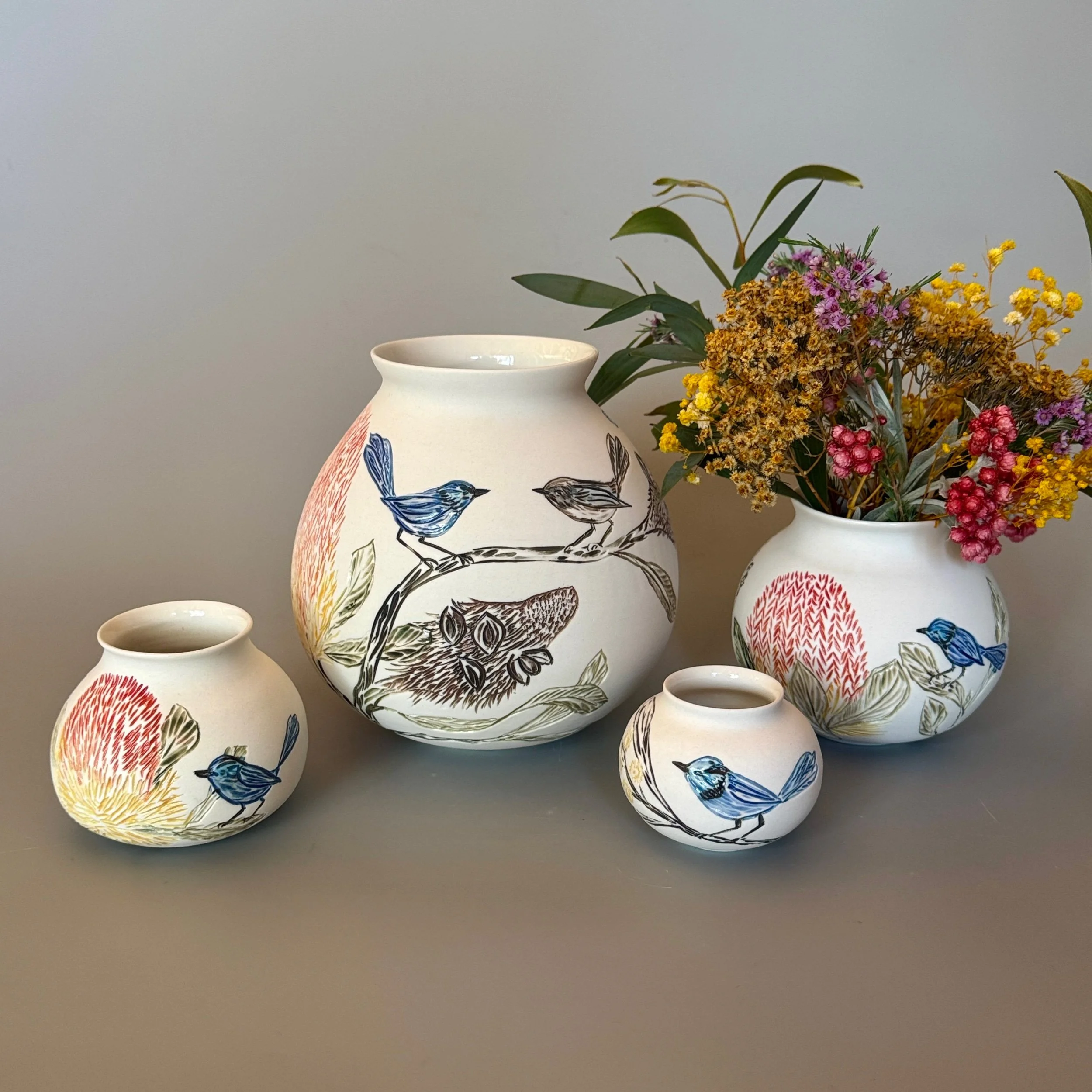 Blue Wren - Bud Vases