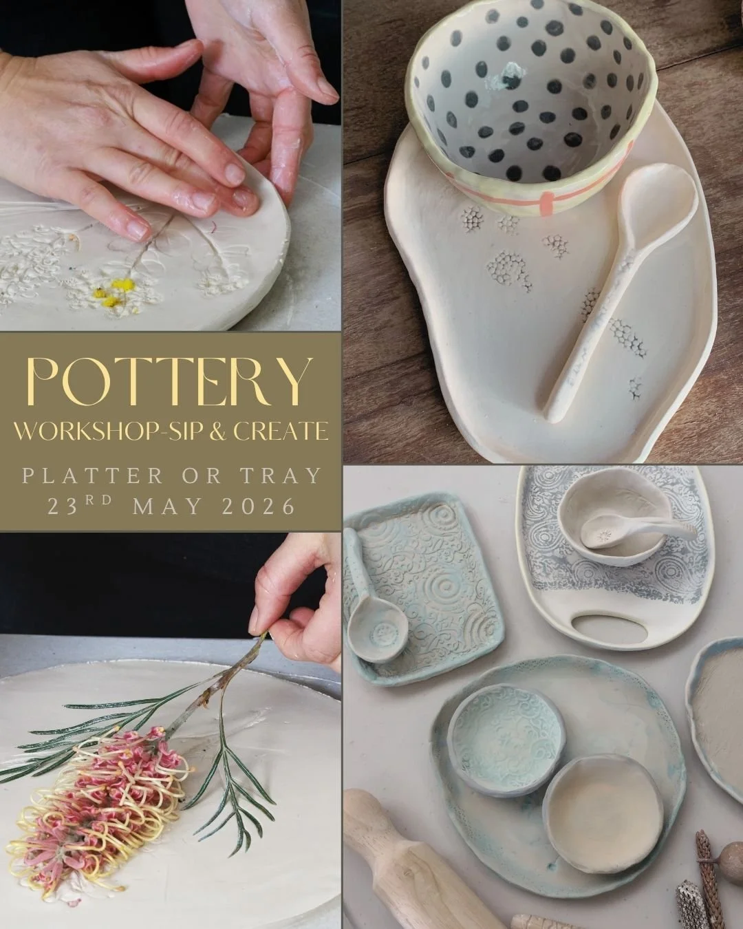 Pottery Workshop - Cheese platter and mini bowl with spoon