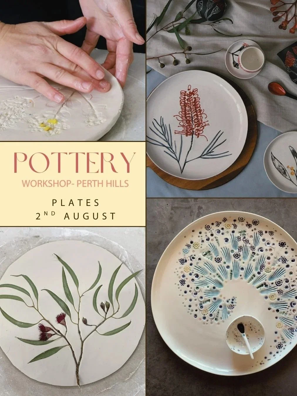 POTTERY WORKSHOP - Nature Texture Plate set [Sunday, 2nd August]