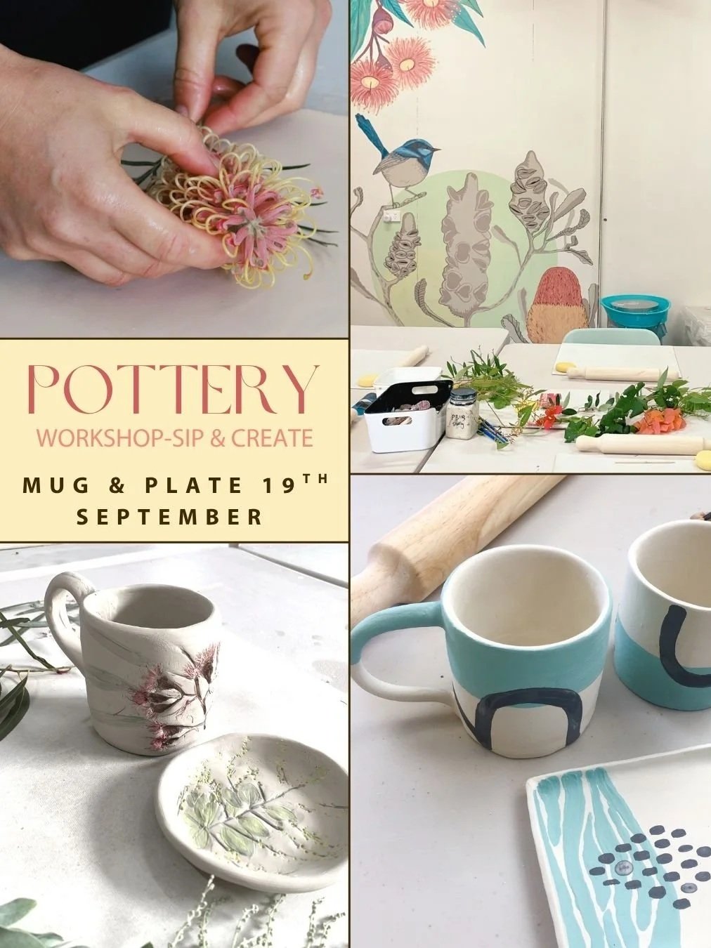 POTTERY WORKSHOP - Sip & Create- Mug & Plate [Saturday, 19th September]