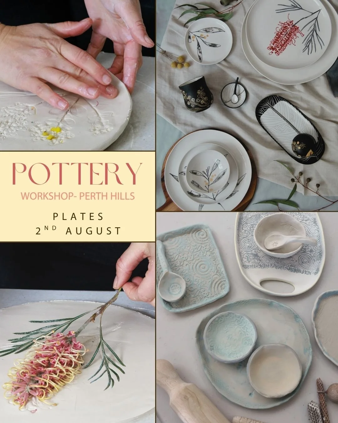 POTTERY WORKSHOP - Nature Texture Plate set [Sunday, 2nd August]