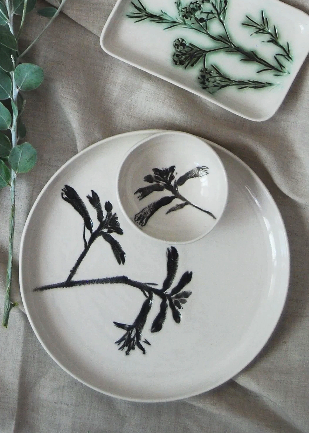 Plates with Kangaroo Paw imprints