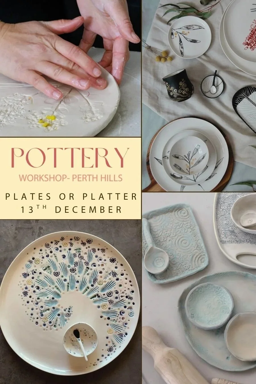 POTTERY WORKSHOP - Plates or Platter [Sunday, 13th Dec]