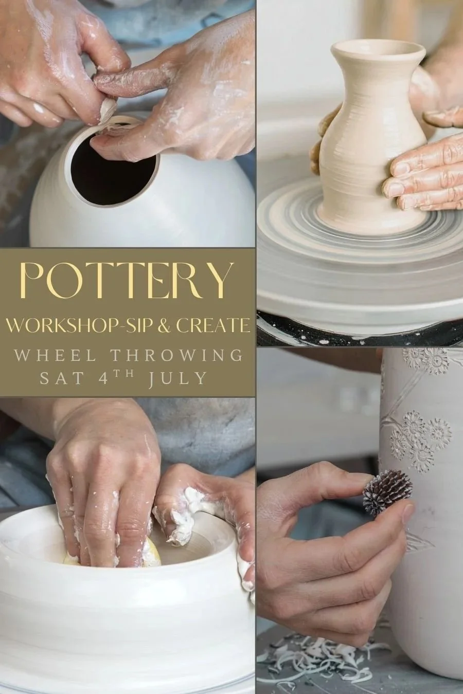 POTTERY CLASS - Sip & Create- Wheel throwing [Saturday, 4 July]