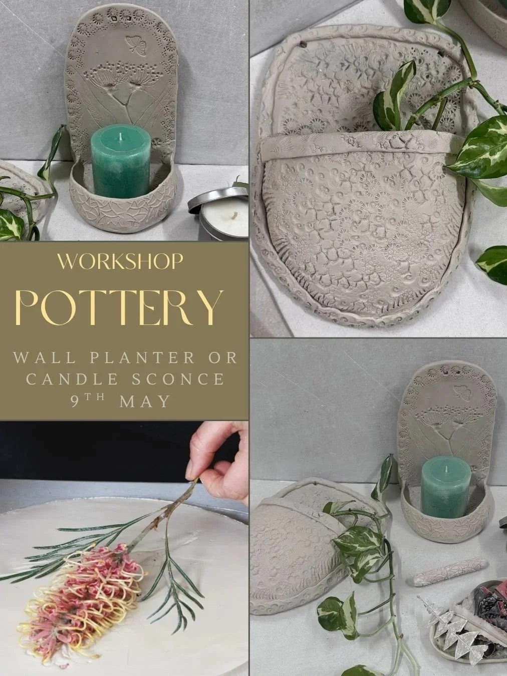 POTTERY WORKSHOP - Wall Planters or Wall Candle Holders Workshop [Saturday, 9th May]