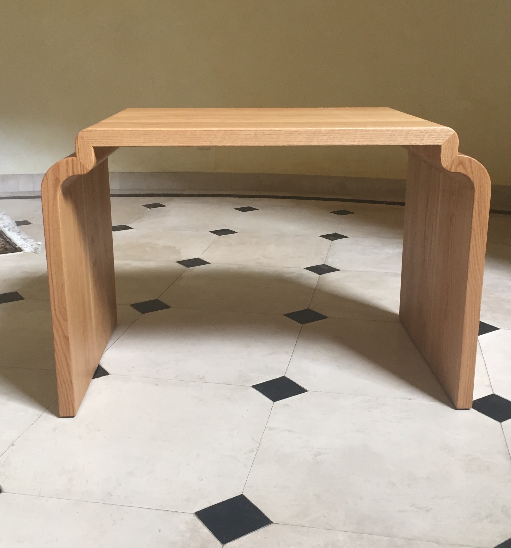 A solid Oak stand for a Buddha Statue (the statue is not shown out of respect for the owners' wishes).
