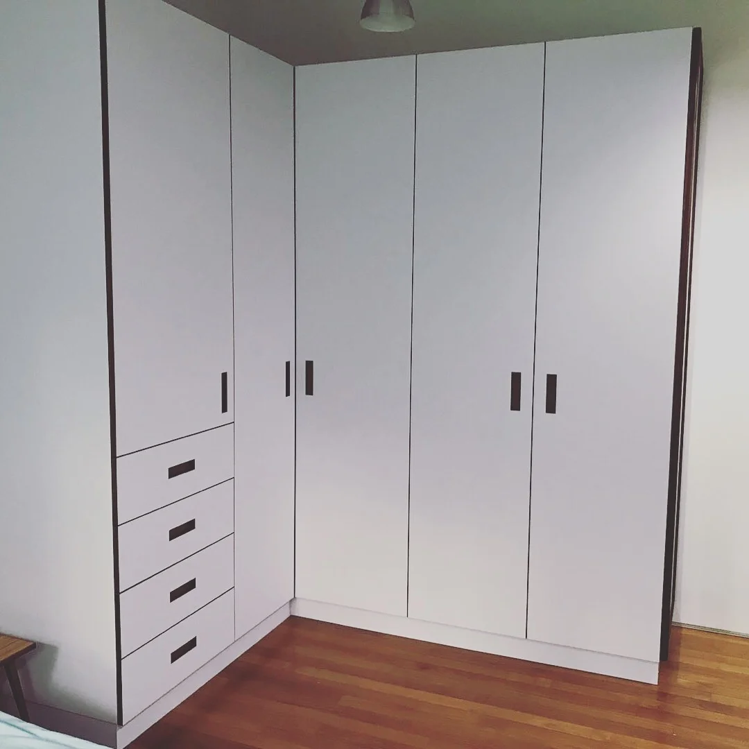 The finished wardrobe is spacious, modern and bright.