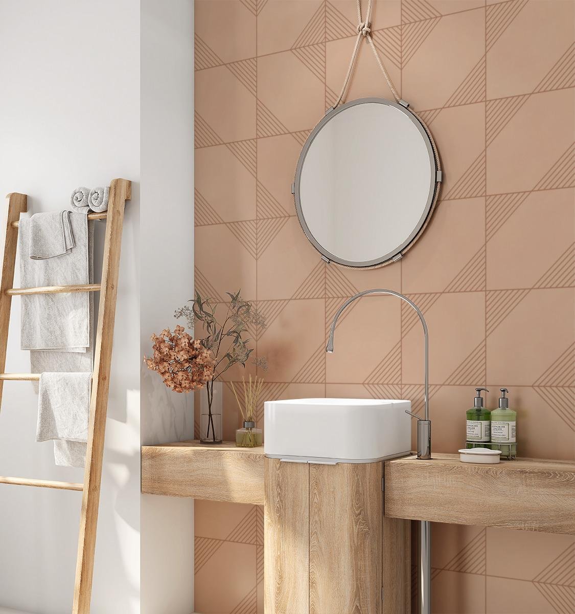Edgy 1, Pattern C, Petite Scale, Rose, Bronze Grout