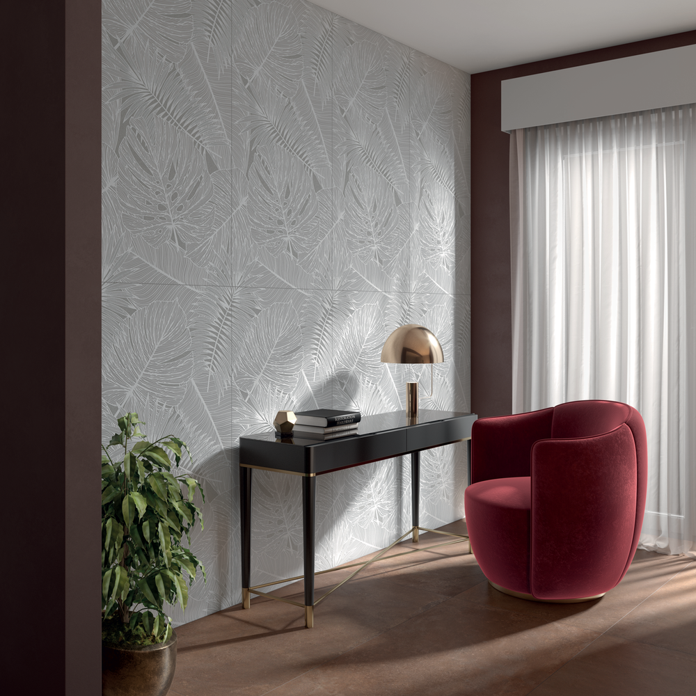 Transform Your Walls with White Palm Leaf Porcelain Tile: The