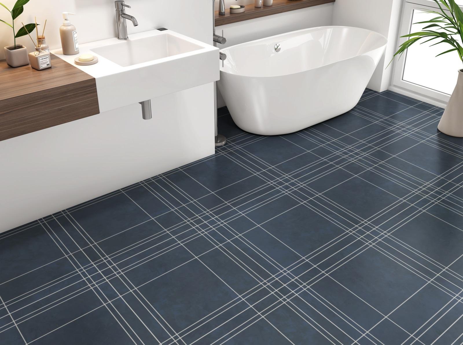 Colton Plaid, Pattern A, Grande Scale, Ink, Warm Gray Grout
