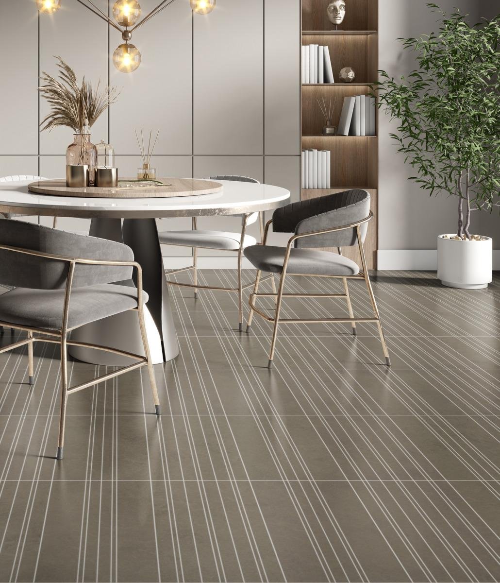 Huck Pinstripe, Pattern A, Grande Scale, Taupe, Warm Gray Grout