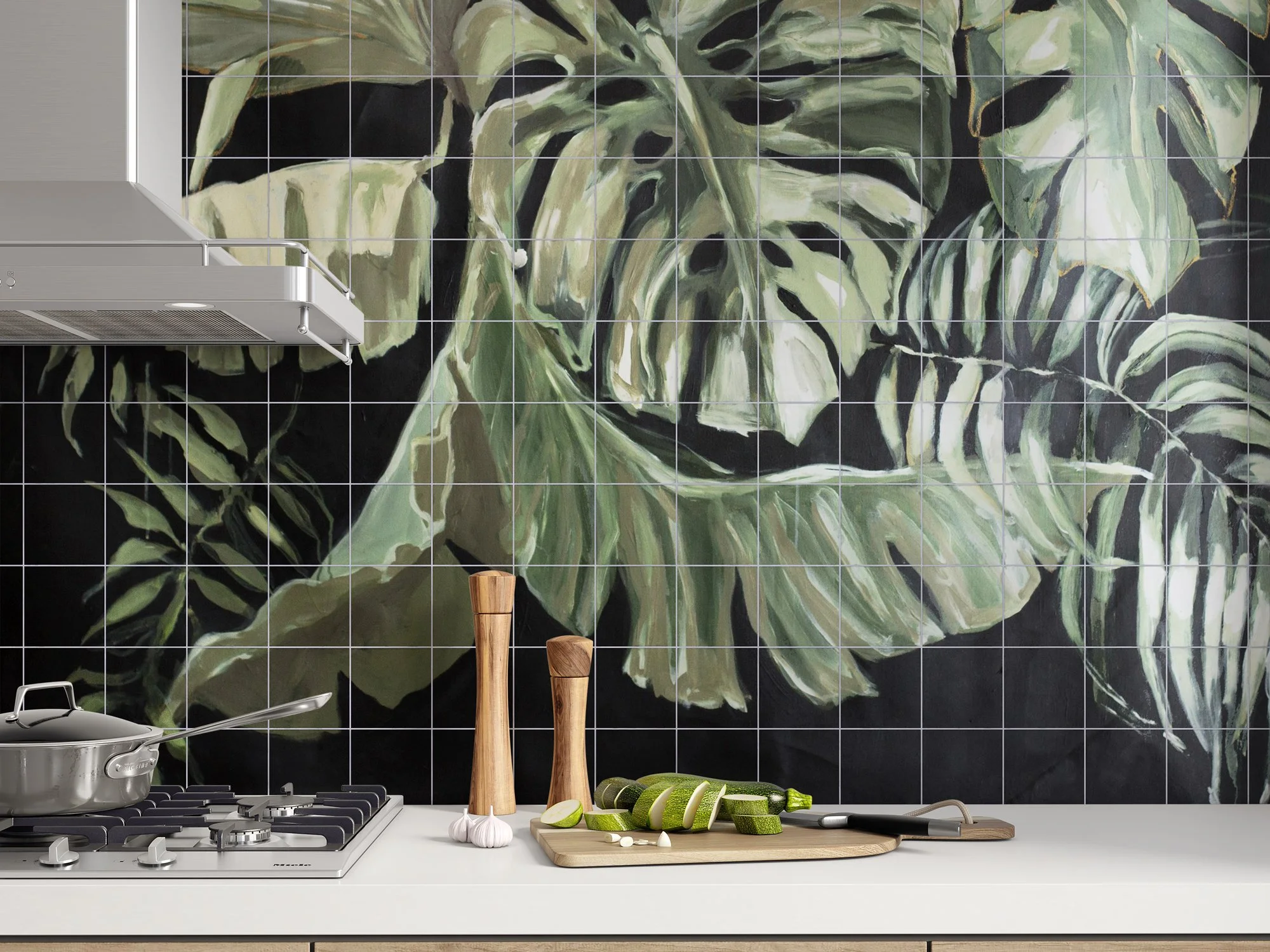 Luxury Hand-Crafted Verdant Mural Tiles - Custom Zellige Art