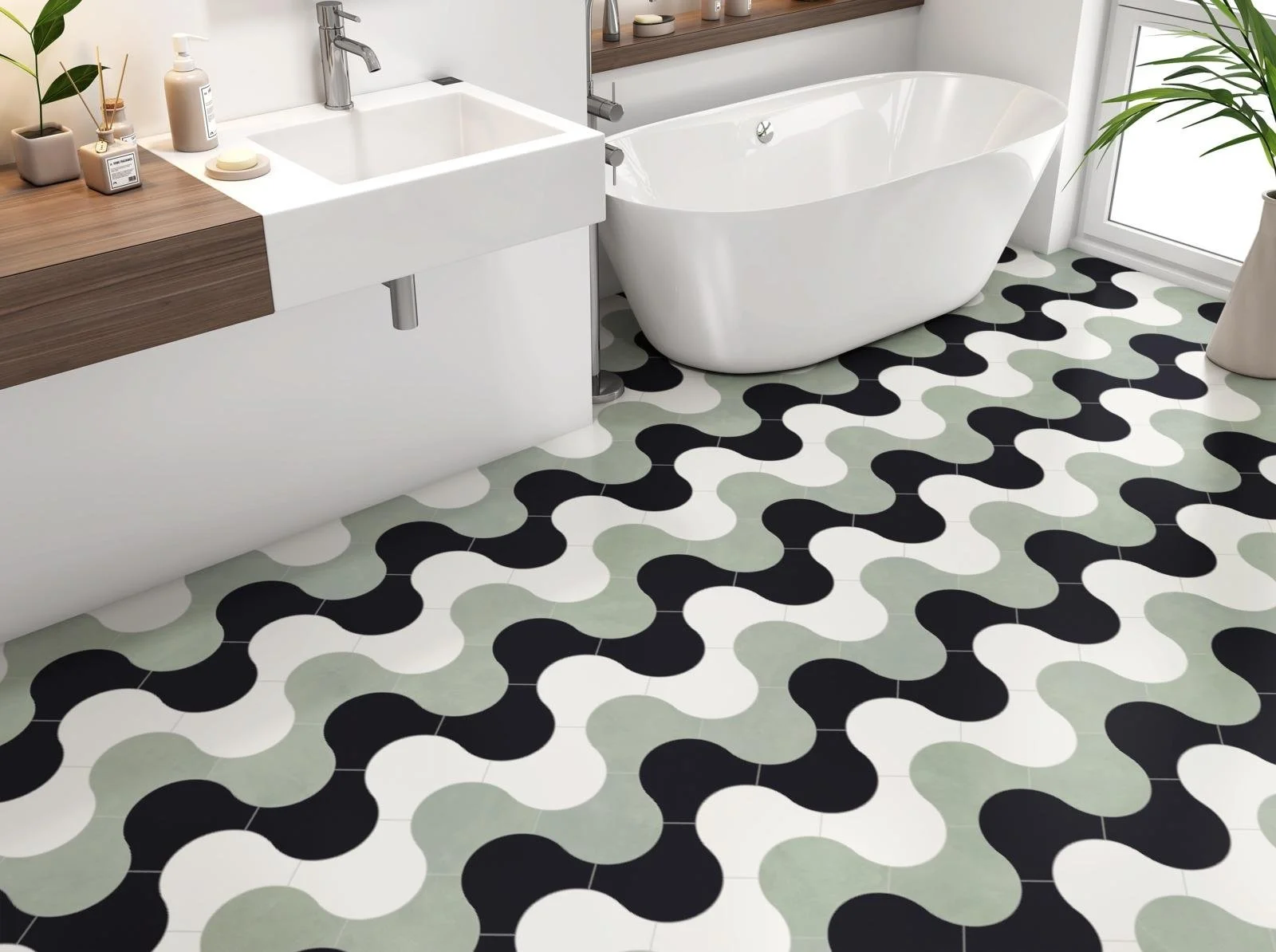 Word of Mouth, Pattern A, Modest Scale, Pure White Matte, Pure Black Matte, Fern Matte